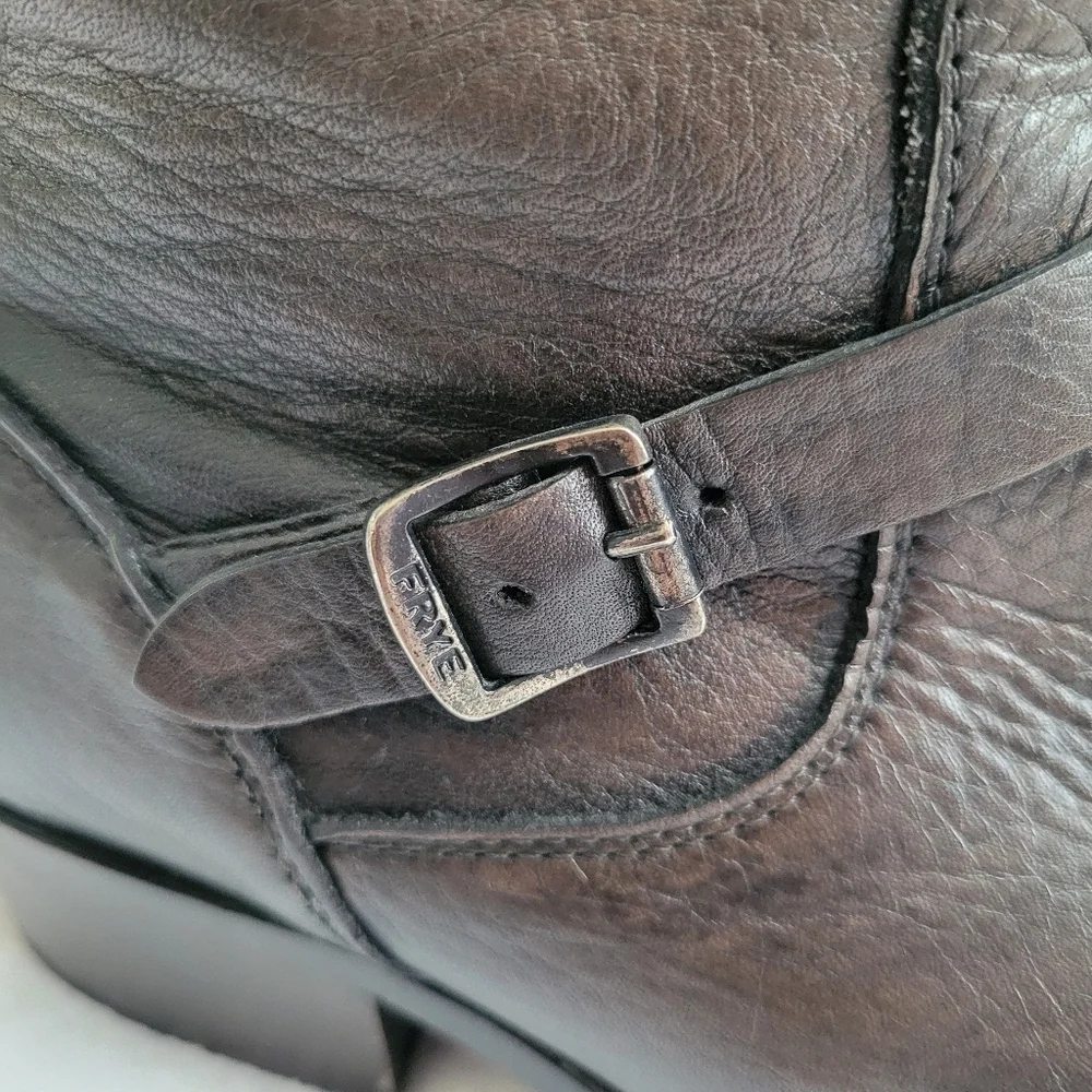 Frye Lynn Strap Size 7 Short‎ Boot Leather Moto Ankle Bootie